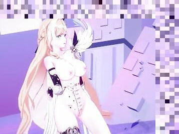 Durandal Honkai Impact 3rd Nude Dancing Hentai Thumbs Up Blonde Girl Big Boobs MMD 3D