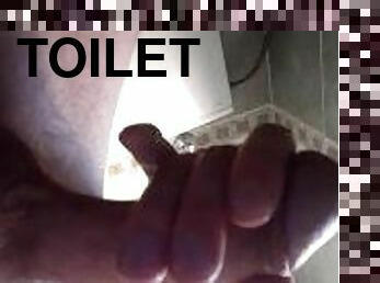 Play with my big hard cock in toilet