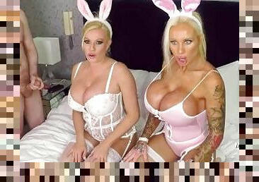 Big breasted blonde duos gangbang