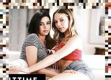 ADULT TIME - Lesbian Teen Kylie Rocket Seduces Hot Neighbor Lily Larimar Into Making Her Cum!