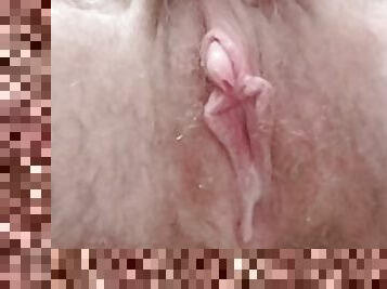 Pissing with a wet creamy pussy