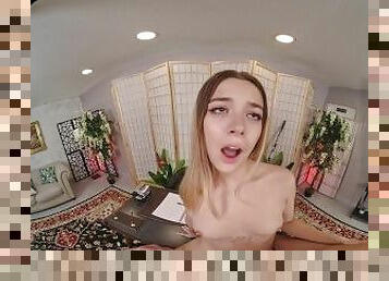 FuckPassVR - Petite brunette Molly Little moans as your hard dick penetrates her tight cunt in VR