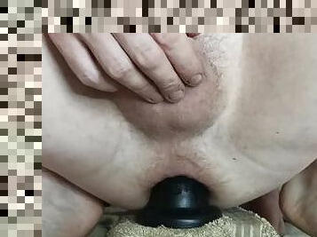 Gripping ass lips on dildo make me squirt precum orgasm