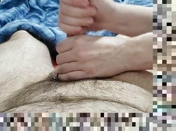 Premature ejaculation training, day 13. Handjob with a lot of moaning and denial. Full video ?????????????
