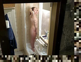 I took a video of my hot teen exgirlfriend in the shower