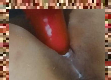 Teen creams dildo