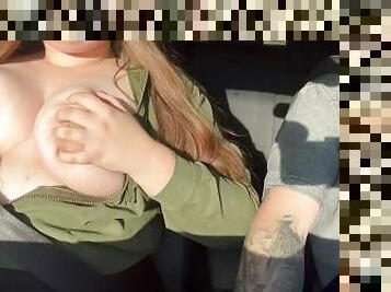 I was so horny that I had to play with my big boobs in car! OF-mysterycouple771