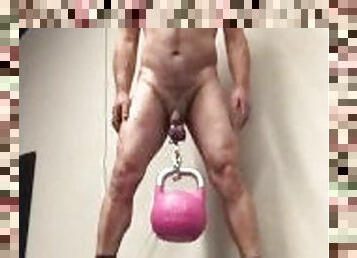 8kg barbell hung on balls
