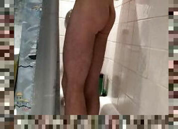 Tall Twink plays with himself in the shower