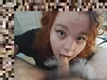 Your sister's best friend gives you a smoking blowjob