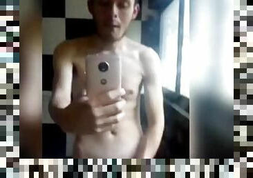 Nude mastubation in the mirror