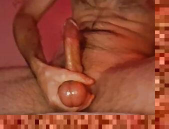 Masturbation my oiled dick and cum with cock ring first time