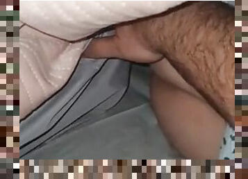 Stepson with big erection massages his stepmothers ass in bed