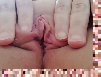 Creamy wet pussy close up, masturbation and orgasm contractions - Delicious juicy pussy cums