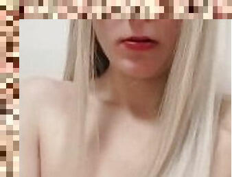 Masturbation by skinny young blonde