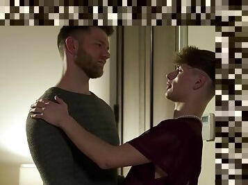 Rimjob twink barebacked by deep throat sucked stud until he cums