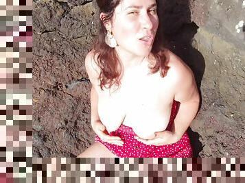 Teacher Flash Big Tits Ass Pussy On Sex Education Lesson On The Beach!