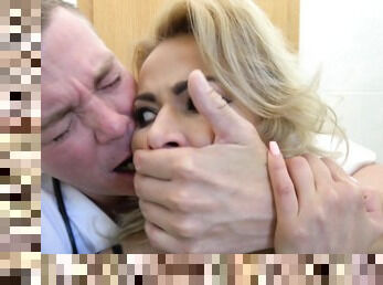 Blonde wife Cherry Kiss fucked by a doctor behind her husband's back